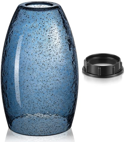 Teenyyou 2 Set Oval Glass Lamp Shade 7.5 High x 4.7 Diameter Glass Pendant Lampshade Compatible with E26 Light Fixtures Lampshade Replacement for Kitchen Island Ceiling Pendant (Dark Blue Seeds)