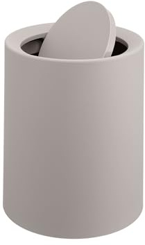 Relaxdays Mülleimer, 13 Liter, Schwingdeckel, Inneneimer, Matter Kunststoff, runder Abfalleimer für Bad & Küche, beige