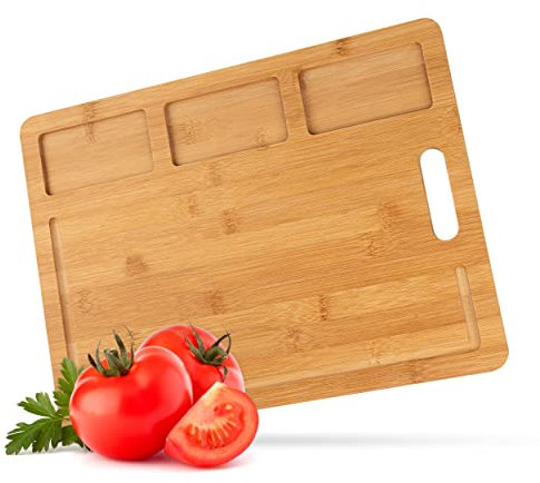 Natumo® - Tabla de cortar de madera con surco, 43 x 32 cm, tabla de cortar de madera, tabla de cocina, tabla de cocina, tabla de desayuno, tabla de cortar de madera, tabla de cortar de bambú