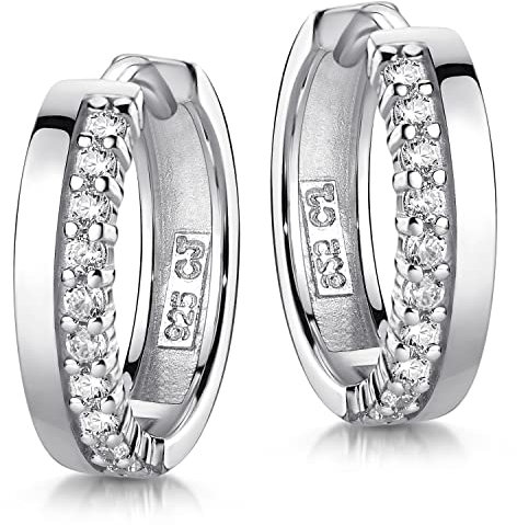 MATERIA by Matthias Wagner Damen Ohrringe Silber 925 Creolen Zirkonia rhodiniert 14mm SO-433