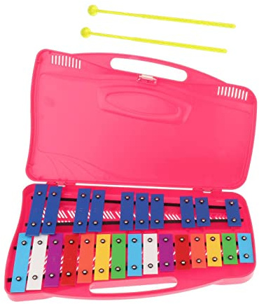 LOVIVER Xilófono de 25 Notas con Estuche para Principiantes Instrumentos de Percusión para Adultos en Edad Preescolar, Rosado