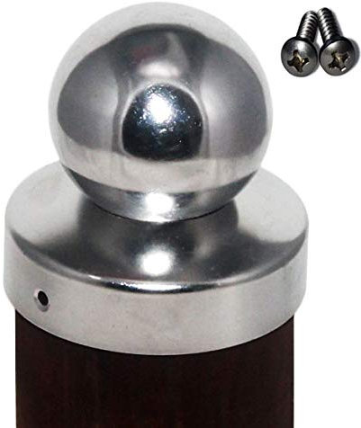 Pfostenkappe Zaunkappe Zierkappe Schutzkappe rund mit Kugel aus Edelstahl für runde Holzpfosten inkl. Edelstahl-Schrauben (Ø 101 mm (für Rundpfosten d: 10 cm)