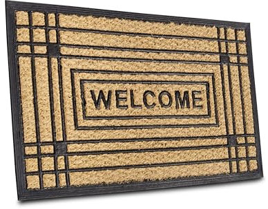 Hanse Home Fußmatte Kokos und Gummi für Innen und Außen - Outdoor Schmutzfangmatte Natur, Kokosmatte Outdoor Welcome, Wetterfest und rutschfest für Flur, Terrasse, Eingangsbereich - 45x75cm