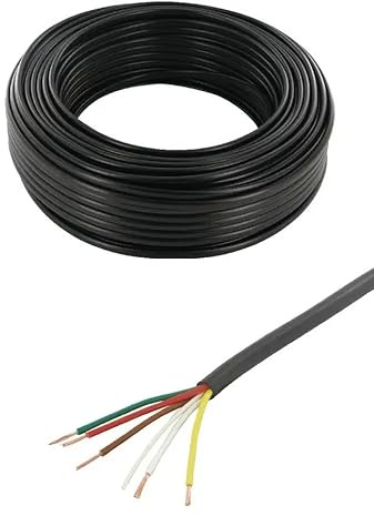 cyclingcolors Câble de remorque 5 fils 12 / 24V 12A câble électrique 5 conducteurs PVC noir Caravane Camion Automobile Véhicule Gaine Eclairage Signalisation Alimentation Attelage, 1 mètre 5 x 0,75mm²