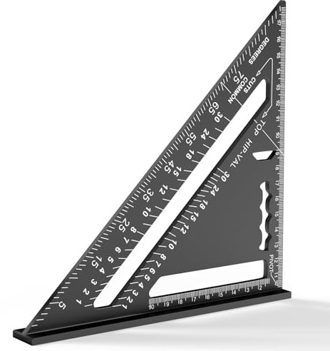 Relota 180 mm Escuadra carpintero, Regla Triangular Métrica de Aluminio, Triángulo de Carpintería Engrosado 45-90 Grados, Herramientas de Carpintero para Medir, Marcar, Cortar (negro)