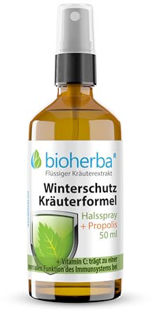 Halspflege Winterzeit Halsspray + Propolis 50 ml – Mit Echinacea, Holunder, Astragalus & Vitamin B6 | Alkoholfrei & vegan | Pflanzliche Rezeptur von BIOHERBA