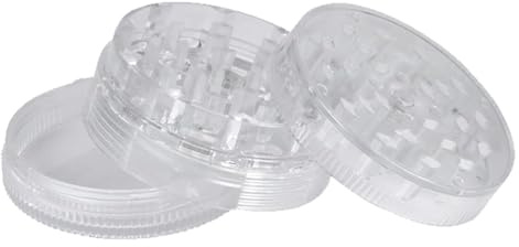 Grinder 5cm Durchmesser aus Kunststoff klar transparent 3-teilig (1x magnetisch, 1x Schraubverschluss) Kräutermühle mit Metallsieb (1)