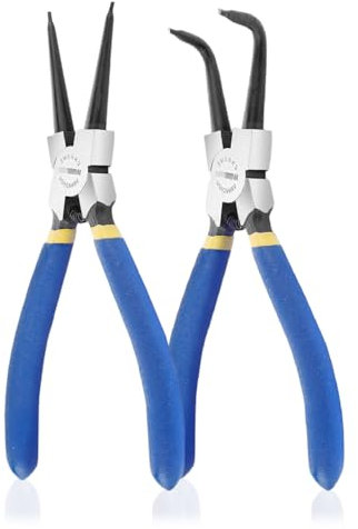 WISEPRO Pinza ad anello di sicurezza per anelli interni in fori, 7 pollici, robusta pinza ad anello con ganascia dritta/curva per la rimozione di anelli, pinza di fissaggio