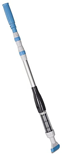 Outsunny Limpiafondos Eléctrico para Piscinas de Aluminio Limpiafondos de Piscinas Manual con Poste Telescópico de 3 Secciones para Estanques Ø6x106-162 cm Azul y Blanco