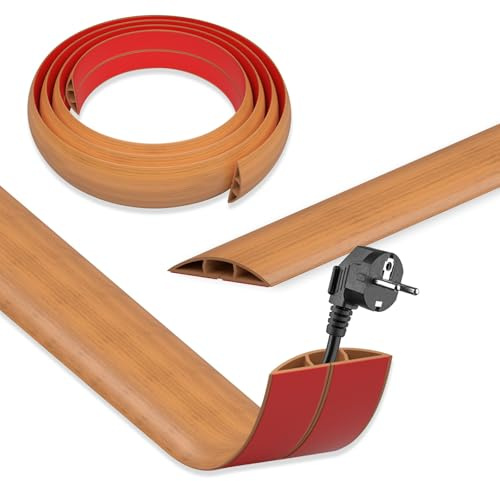 DIKARIYA Kabelkanal, träutseende, självhäftande, 5 cm x 1 m, flexibel, liten, kabelkanal, golv, PVC, kabelbro, golv, golvkabelskydd, utomhus, väderbeständig, kabelskydd för kontor, konsert, hus, skola