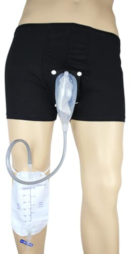 AQUASHIELDING Slip per incontinenza da Uomo Intimo per incontinenza Lavabile con Sacca per urina e catetere per Raccolta urina in Silicone,M