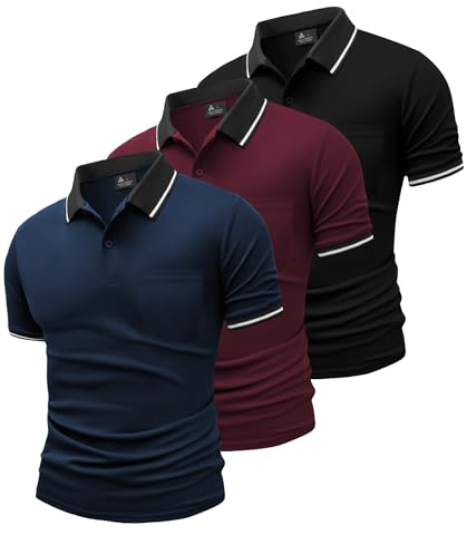 SwissWell 3 Pièces Polo Homme Manches Courtes Golf Anti Transpiration Polos de Sport Homme Respirant Eté Tshirt