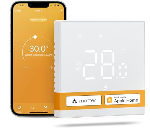 MIUCDA Smart Thermostat Matter Wasser Fussbodenheizung WiFi Raumthermostat Digital Heizungsthermostat Kompatibel mit Homekit，Alexa, Google Home，SmartThing