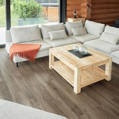 Self Adhesive Floor Planks - 30 Planks Pack Covering 44.88 Sqft / 4.17sqm | Each Stick On Tile Plank Measures 5.9x35.9in (91.4x15.2cm) | Peel And Stick Vinyl Flooring | Brown Wood Effect