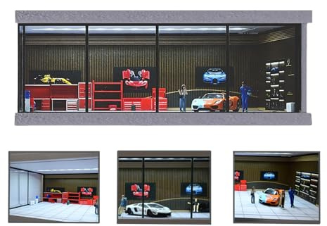 NUEIOVRW 1:43 Diorama Voiture Garage Modèle avec éclairage LED, Vitrine de parking réaliste pour collectionneurs, pour modèle de voiture Diecast, boîtier d'affichage (taille : 30 cm x 17 cm x 11 cm)