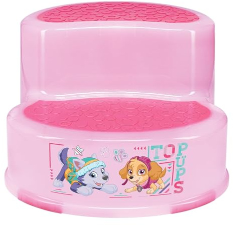 Step Stool 2 Tier Double Step Non-Slip Toilet Training for Toddlers Character Dogs Kids