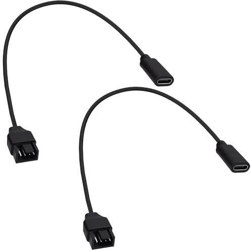 YARCHONN USB C to PC Fan Adapter Power Cable Type C Female to 3Pin 4Pin Case Fan Supply Extension Cord for Computer Cooling Fans-20cm-2pcs
