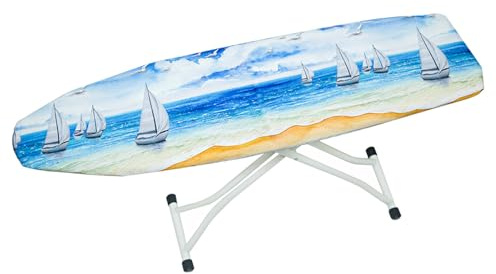 Copriasse Da Stiro 120X40 Barca A Vela Bianca Copertura Asse Da Stiro In Cotone, Con Riflettore Termico, Imbottitura Spessa In Foam E Con Elastico,Resistente Al Calore Fino A 210℃