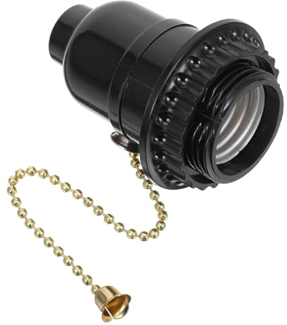 TOBBOMEY Portalámparas E27 Con Interruptor De Cadena, Base De Lámpara De Baquelita Negra, Compatible Con Bombillas De Anillo Simple, Accesorio De Iluminación Para Lámparas De Mesa y Pie, 1 Unidad