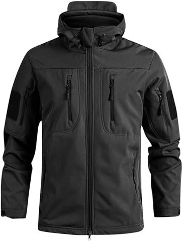 Veste Camouflage Homme Vêtements de Travail Manteau Hiver de Blouson Travail Veste Chaude Thermique Parka Homme Hiver Chaud Imperméable Noir L
