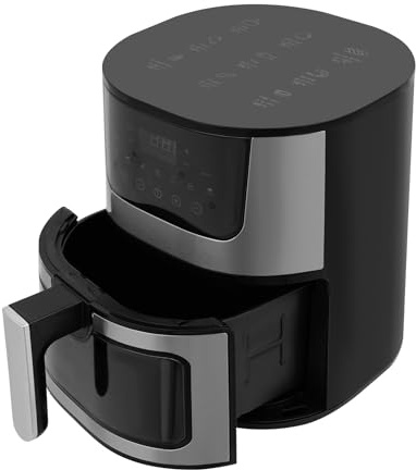Freidora digital de aire caliente de 6 litros con pantalla táctil de cristal, temperatura ajustable 80 °C - 200 °C, antiadherente, fácil limpieza, freidora de aire caliente para asar, hornear, freír