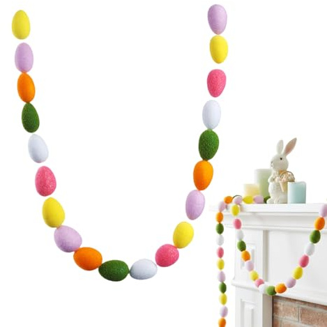 Bavokon Guirnalda De Pascua - Banderín Festivo de Bolas de Fieltro Decorativo,Banderola de Huevos Pastel para Fiesta de Pascua - para Árboles, Ventana, Puerta, Escaleras, Porche, Chimeneas, Interior