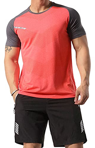 GYMAPE Canotte da Allenamento atletiche da Uomo Camicie da Corsa muscolari comode Traspiranti Allenamento Quick Dry Gym Activewear Arancia M
