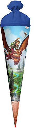 ROTH Schultüte groß Drachenjäger 70 cm - Folie - rund Rot(h)-Spitze Filzverschluss