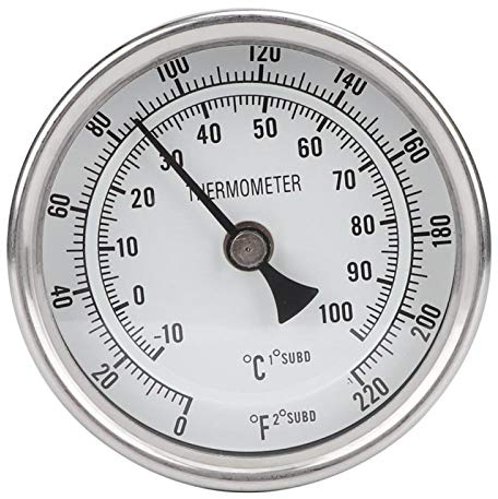 Thermomètre en acier inoxydable 1/2 NPT, thermomètre à pot fileté thermomètre à cadran en métal accessoires d'outils de cuisine pour le brassage de la bière
