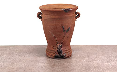 Palatina Werkstatt hoher Pflanzpokal Amphore aus Terracotta | handgefertigtes Pflanzgefäß Blumentopf Vase Balkon Garten Terrasse (Groß)