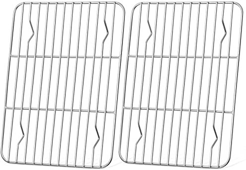 HaWare Small Cooling Rack Set of 2, 100% Stainless Steel Baking Wire Rack for Grilling Roasting Drying, 24.8 x 19.1 x 1.5cm, Oven Tray Rack for Cake/Meat/Cookie, Heavy Duty & Dishwasher Safe