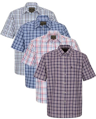 Walker and Hawkes - Chemise pour Homme - 100% Coton - Manches Courtes/à Carreaux - Style Campagne