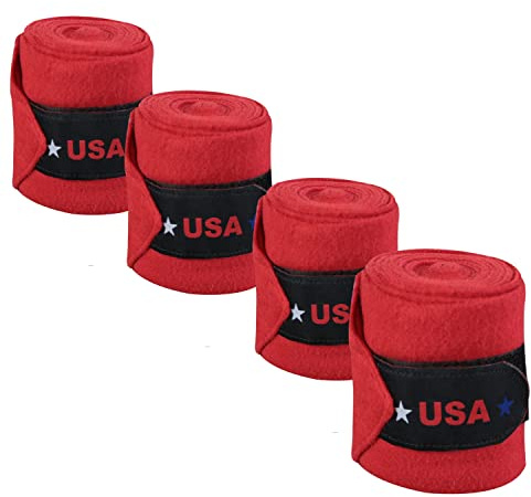 Horses Fasce Pile USA Style Rosso, Fasce per la Protezione del Cavallo, per Favorire la Ripresa Dopo Gli Sforzi e Proteggerlo da Graffi e Urti