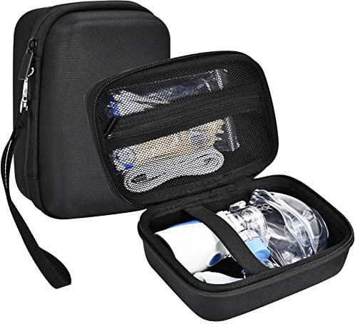 ProCase Tasche für Tragbar Inhalationsgerät, Hard EVA Inhalator Vernebler Organizer Aufbewahrungstasche, Asthma Inhaler Spacer Reisetasche Tragetasche, Stoßfest Inhaliergerät Schutzhülle -Schwarz