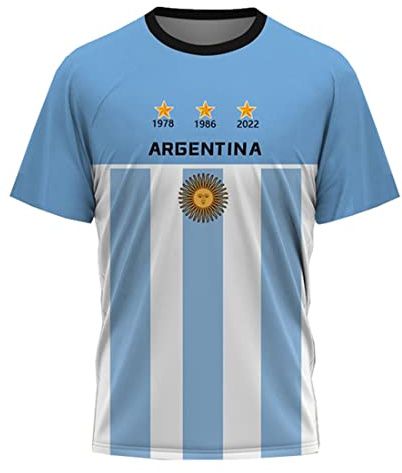 YuanDiann Argentina vinner minnest-shirts 3 stjärnor flagga tryck 2022 fotboll VM kortärmad rund hals tröja för män och kvinnor