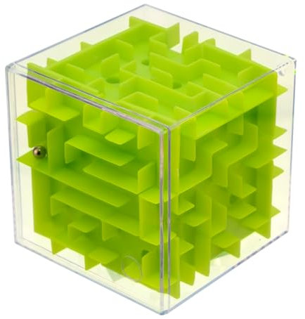 PLAYZOCO Cubo Laberinto, Puzzle Cúbico, Cubo Rompecabezas Tridimensional, Laberinto 3D, Juego de Desafío Espacial, Rompecabezas Laberinto 3D, Apto para niños y Adultos, 8x8x8 cm, Verde