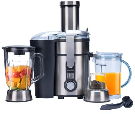 GOTMORE Juicer Machine, Blender & Grinder Combo 3 in 1 for Smoothies, Juice, Processing, Grinding & More 1300W Centrifugal Juice Extractor for Fruit Vegetable with 5 Speeds LCD Screen, Easy to Clean