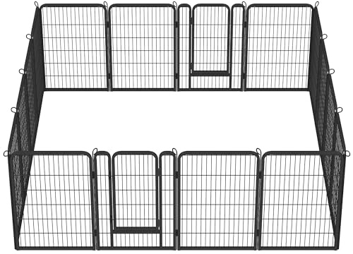 Yaheetech 16 Panneaux Parc pour Chien Enclos pour Lapin Canard Rongeur 100 cm avec Clôture en Métal Chenil avec Porte