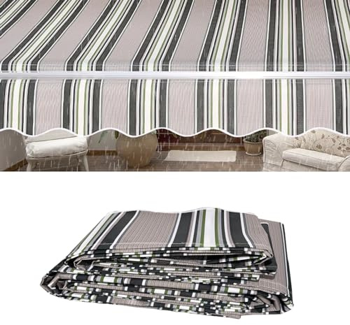 CekoCk Tenda da Sole Retrattile di Ricambio (Senza Telaio) - Copertura Avvolgibile in Tessuto per Esterni 280g 100% Poliestere per Cortile e Ponte (3.5x2m, Righe)