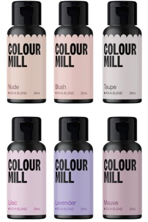 Colour Mill Bridal Pack Aqua Blend Water-Based Food Coloring, 20 Milliliters Each of 6 Colors: Blush, Lavender, Lilac, Mauve, Nude and Taupe