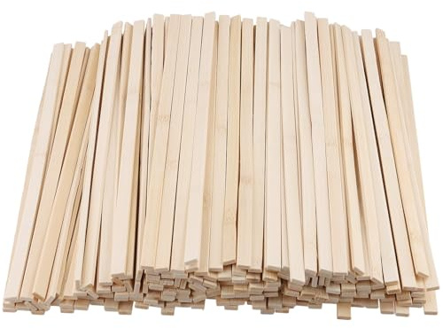 CHUENKK 600 stycken 300 x 3 x 9 mm bambu trästavar, naturliga bambupinnar, fyrkantiga hantverk trälister för gör-det-själv hantverk konst
