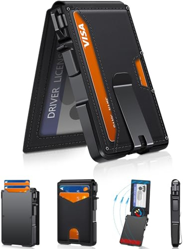 Wallet for Men, Mens Minimalist Wallet 9-13 Cards, Slim Compact RFID Wallet