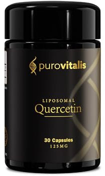 PUROVITALIS Liposomal Quercetin 125mg, 30 Portionen (30 vegane Kapseln), Hochreines Anti-Aging und Antioxidans Ergänzungsmittel