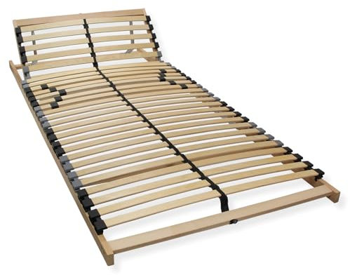 Sleepneo Extra Stabiler Premium Lattenrost 100x200, bis 200Kg belastbar, Kopfteil verstellbar, 42 Latten, 7 Zonen Lattenrost aus Buche und verstärkter Birke, Made in Germany