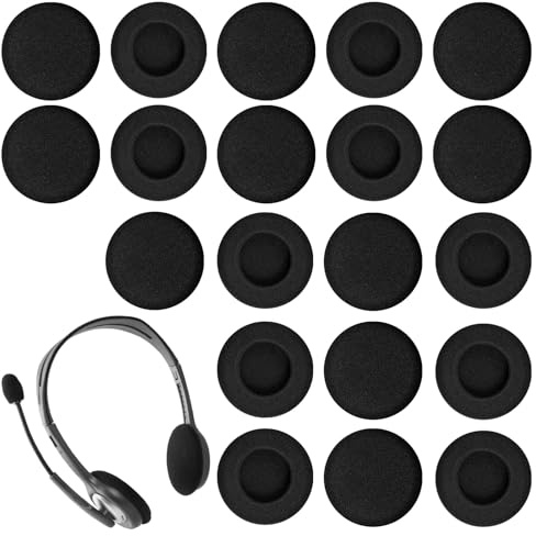 20 auricolari di ricambio da 55 mm, cuscinetti auricolari in schiuma di colore nero, cuscinetti auricolari in schiuma ad alta elasticità, con rivestimento in schiuma