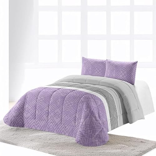 Rufino Díaz Edredón Invierno Texas Estampado 350g + Funda Cojín (Lila - 90 cm) - Otoño/Invierno - Suave y cálido para tu Descanso