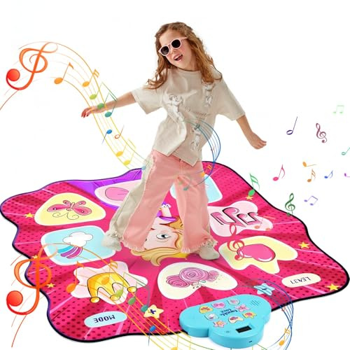 GuKKK Alfombra de Baile para Niños 3-12 Años, Tapete de Baile con 4 Modos de Modo Piano, Alfombra Musical con baterías Recargables, Juegos Regalo Cumpleaños Navidad para Niñas Niños (Rosa)