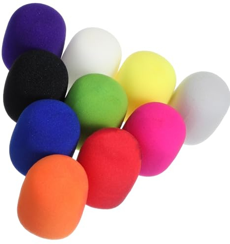 Elegaperma 12 piezas de micrófonos antiviento, micrófono con protección antipop, 7 6 cm, fundas universales para micrófono, filtro de espuma POP para Ktv, reunión, 10 colores