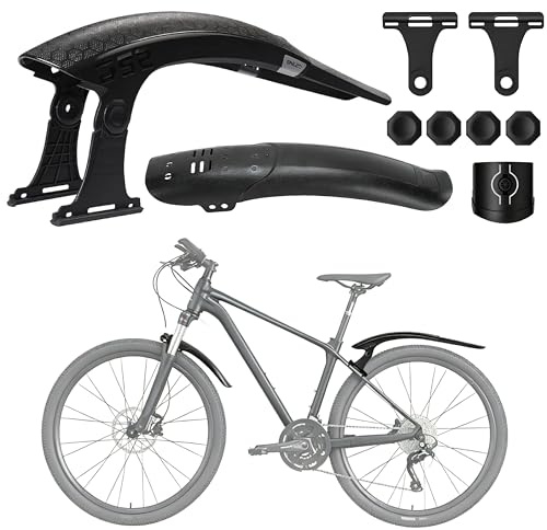 Juego de guardabarros universal para bicicleta de montaña, montaje sin agujeros, ángulo ajustable, protección contra salpicaduras para bicicleta de montaña de 24 a 29 pulgadas, material de