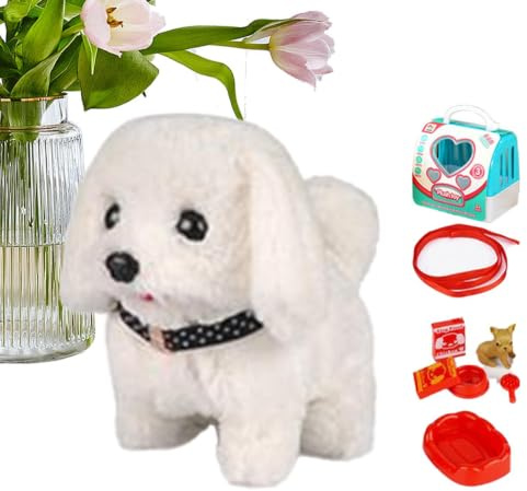 Robot Chiot Réaliste Peluche Animal de Compagnie Électronique Marche